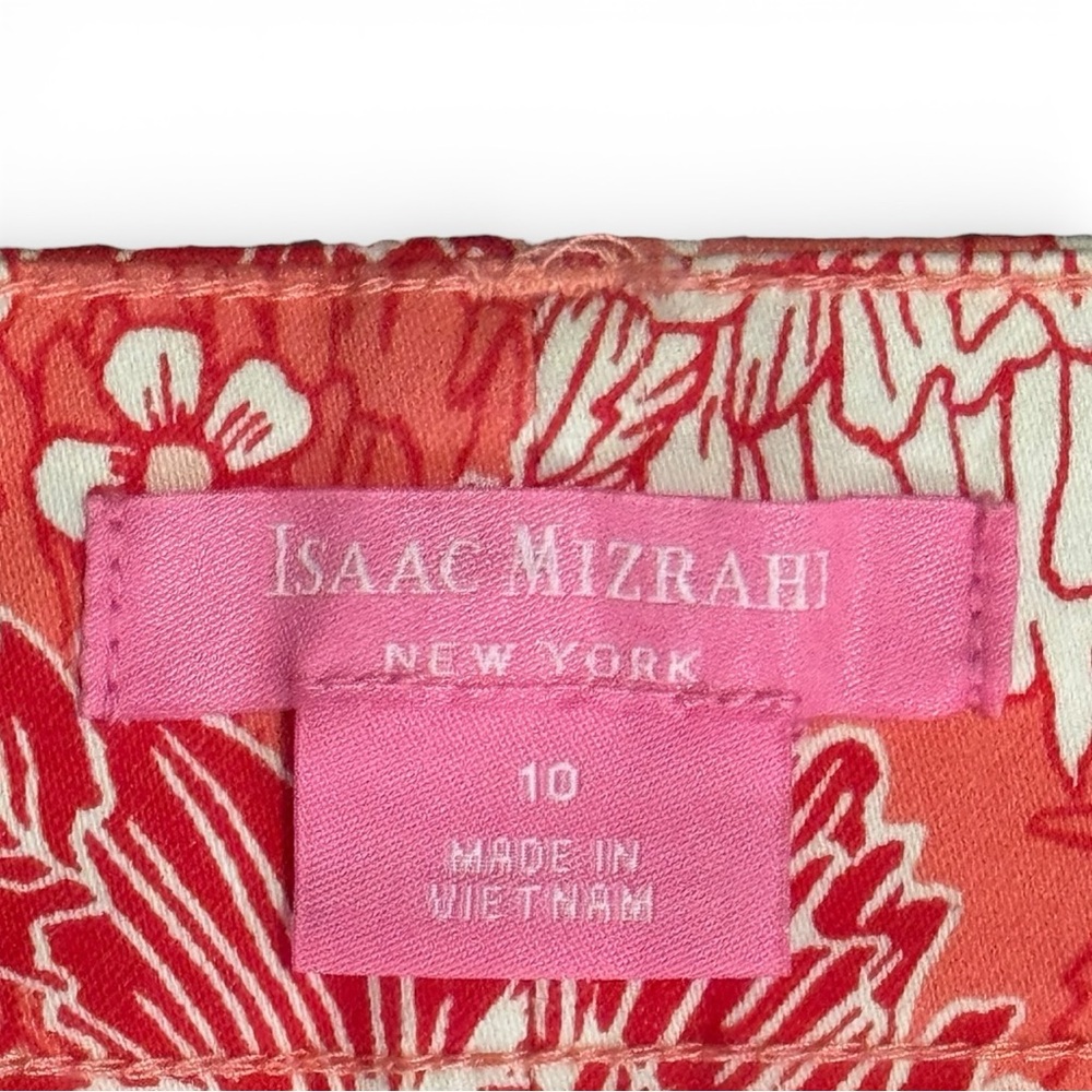 Isaac Mizrahi Mid Rise Shorts Tailored Dressy Summer Floral Coral Pink White 10 - Picture 6 of 8